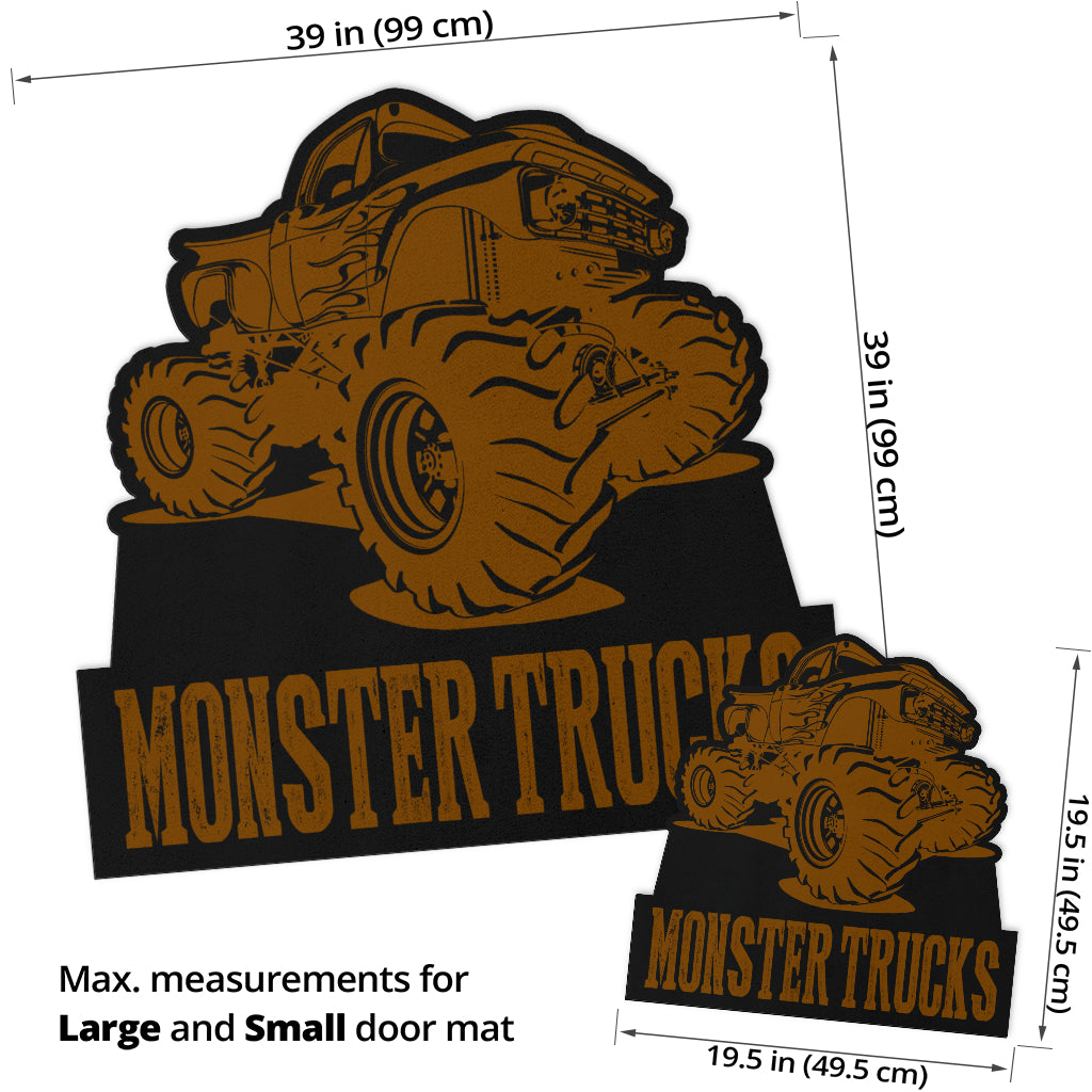 Custom Shaped Monster Trucks Door Mat