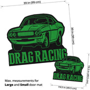 Custom shaped drag racing door mat