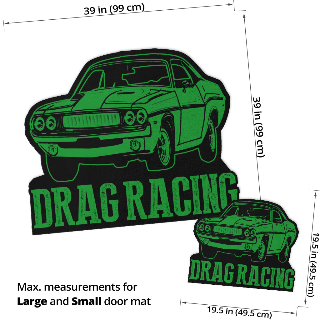 Custom shaped drag racing door mat