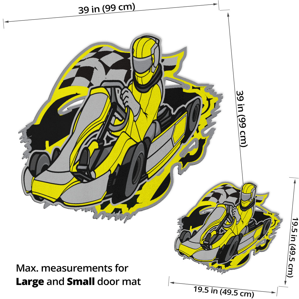 Custom shaped kart racing door mat