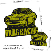 Custom shaped drag racing door mat