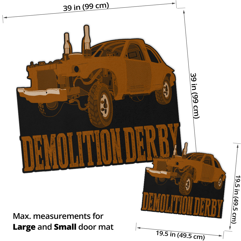 Custom shaped demolition derby door mat