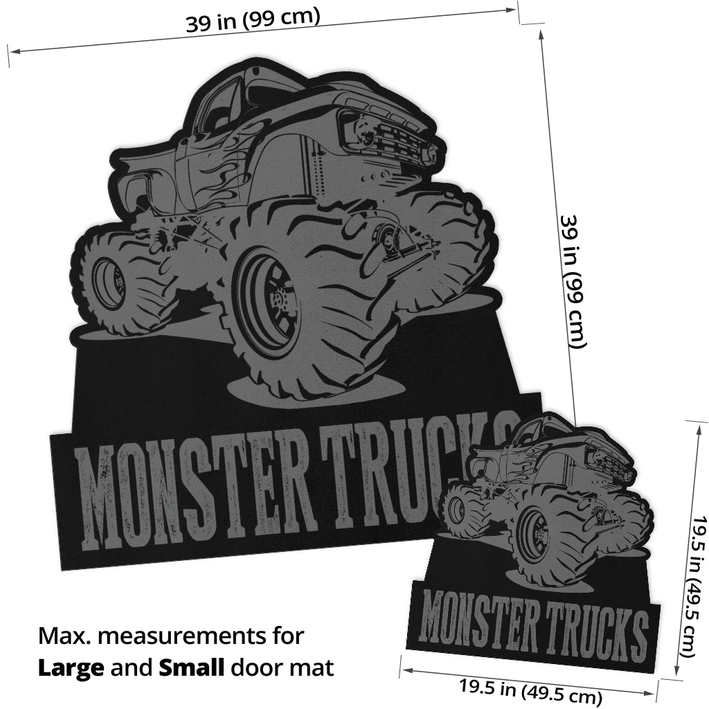 Custom Shaped Monster Trucks Door Mat