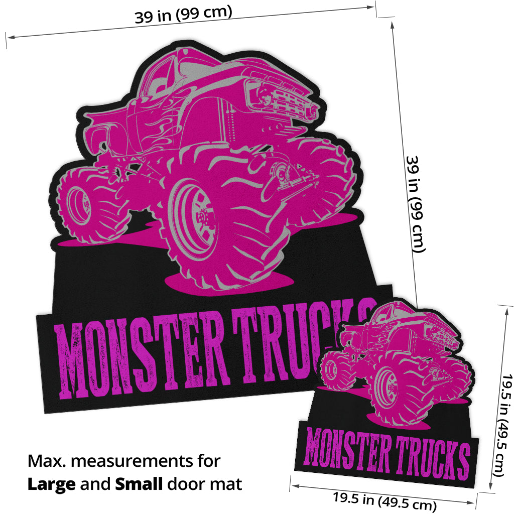Custom Shaped Monster Trucks Door Mat