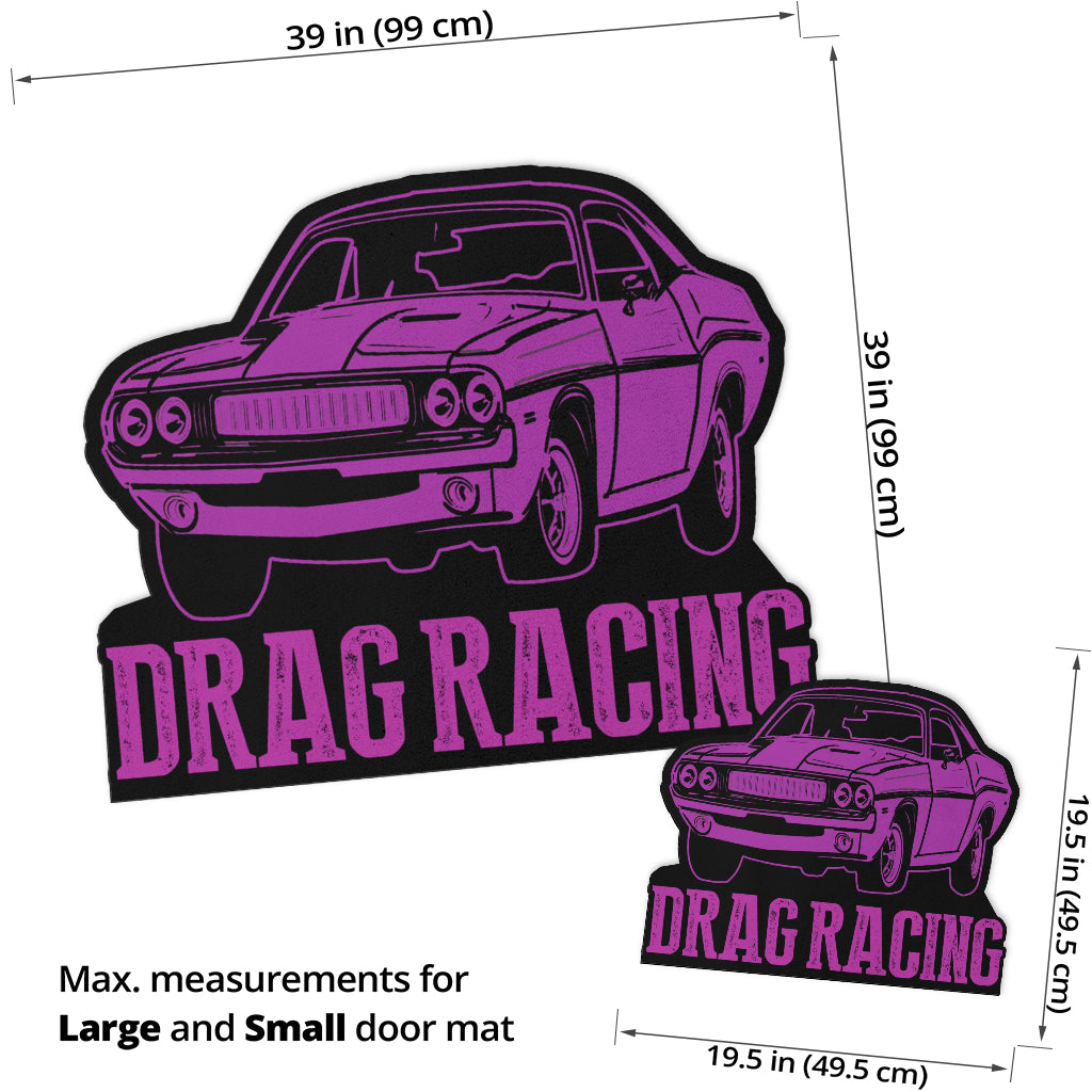 Custom shaped drag racing door mat