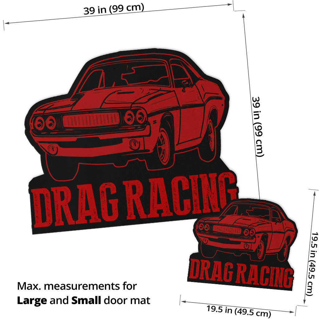 Custom shaped drag racing door mat