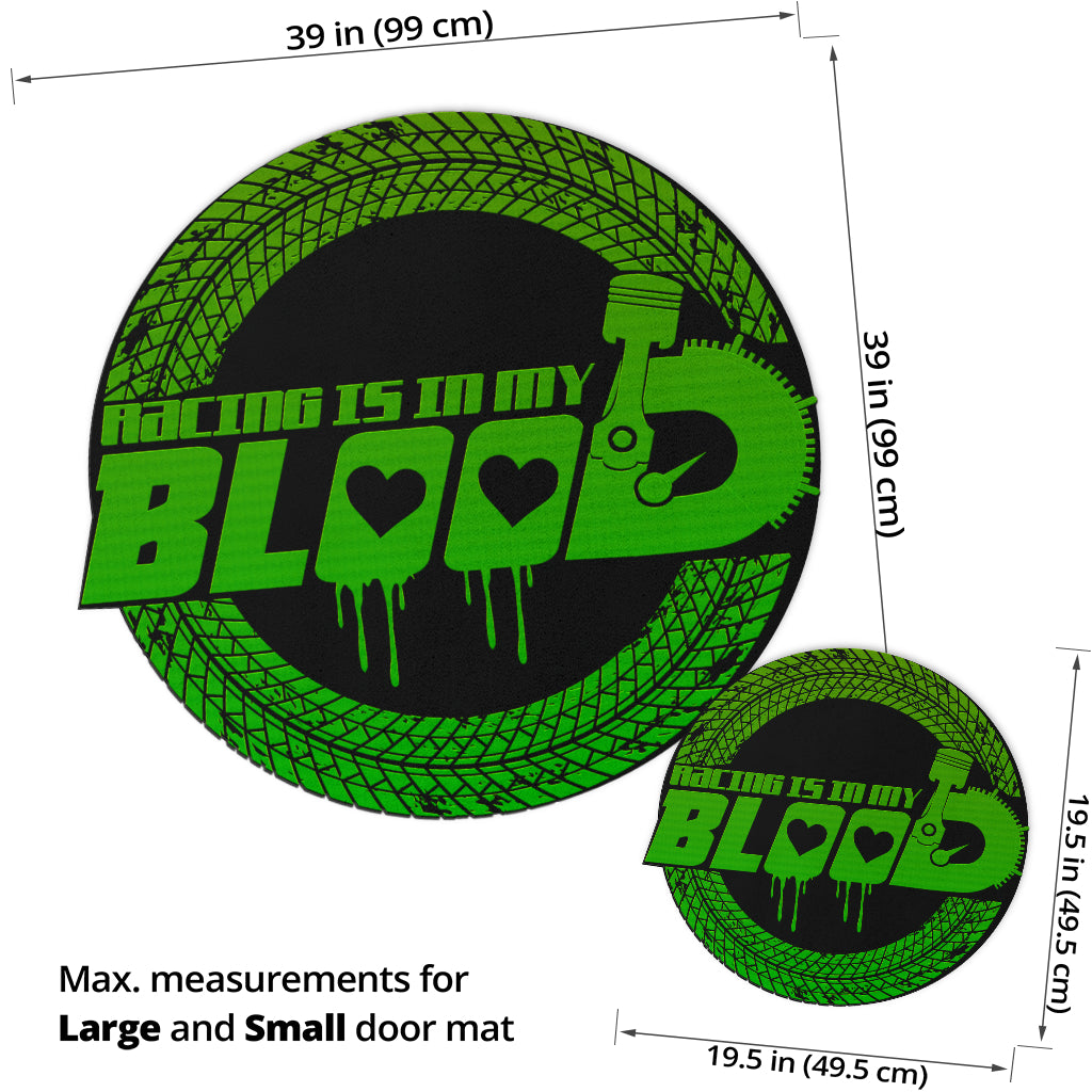 Racing Is In My Blood Custom Shaped Door Mat