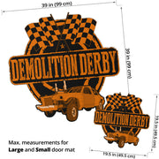Custom shaped demolition derby door mat