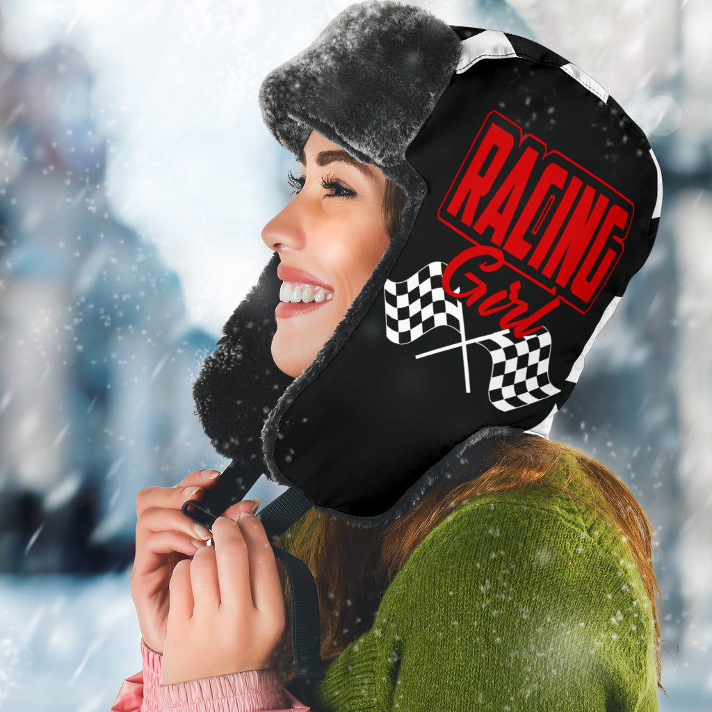 Racing Girl Checkered Trapper Hat