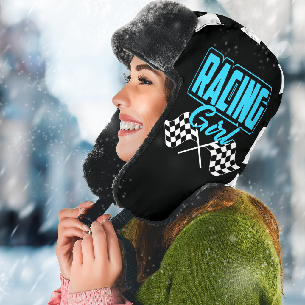 Racing Girl Checkered Trapper Hat