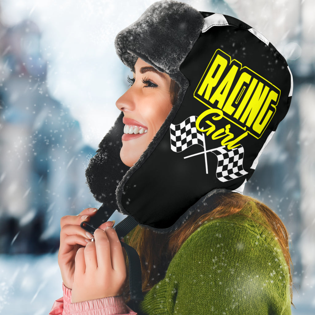 Racing Girl Checkered Trapper Hat