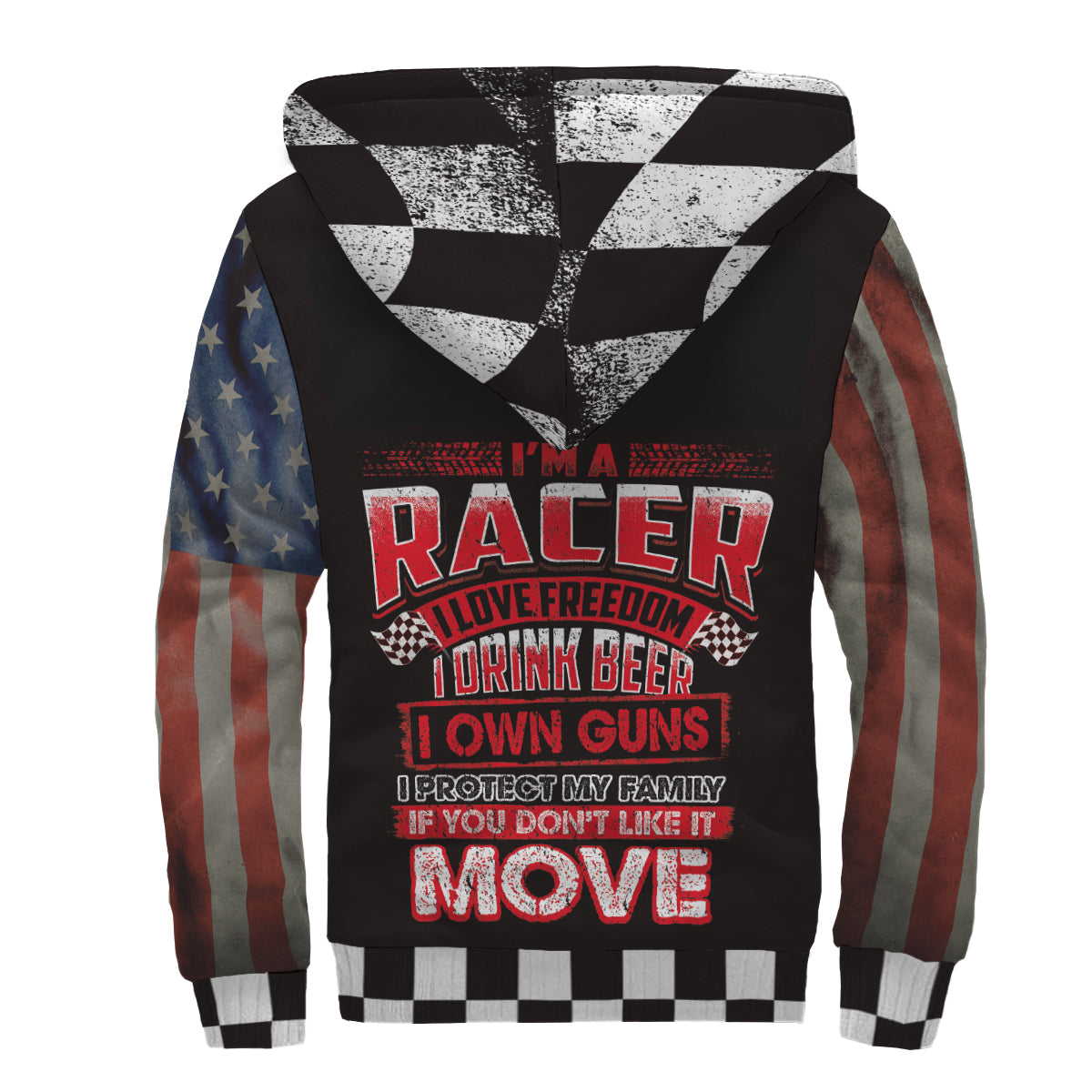I'm A Racer I Love Freedom USA Sherpa Jacket