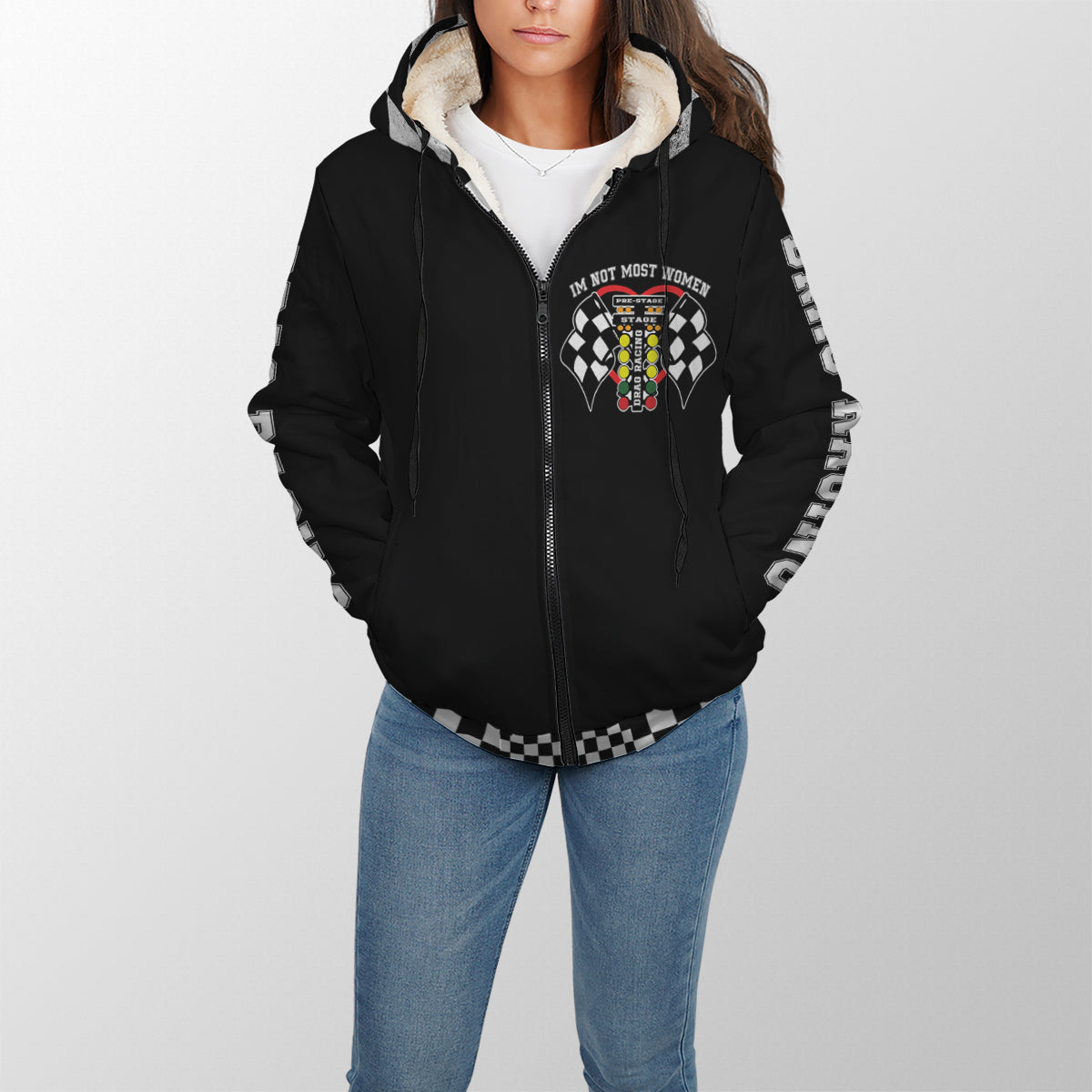 I'm Not Most Women Drag Racing Sherpa Jacket