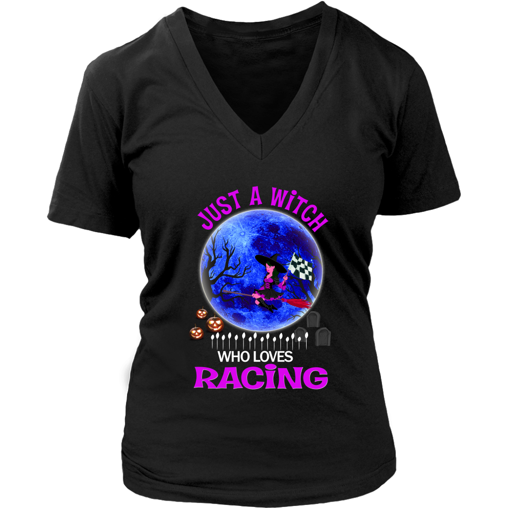 Just A Witch Who Loves Racing T-Shirts