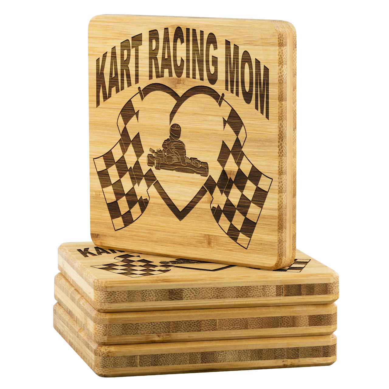 Kart Racing Mom Bamboo Coaster