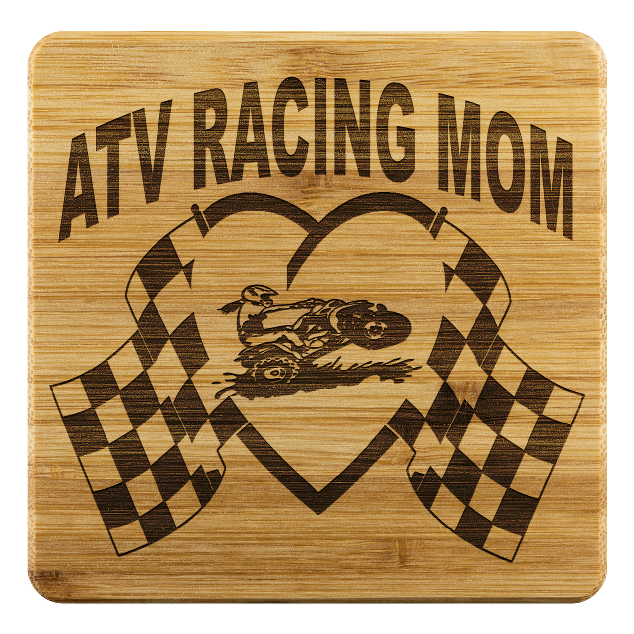 ATV Racing Mom Bamboo Coaster