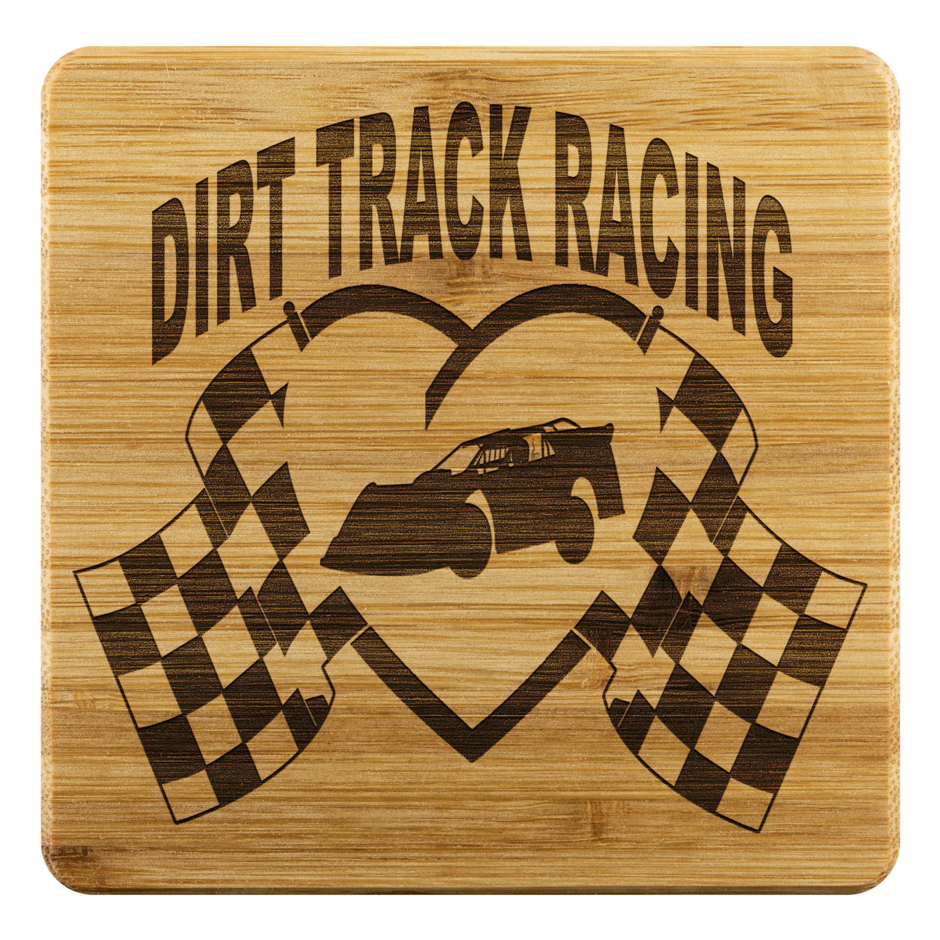 Dirt Track Racing Late Model Bamboo Coaster