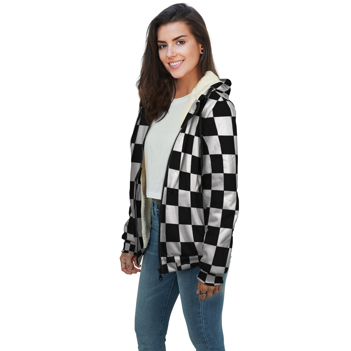 Racing Checkered Flag Sherpa Jacket