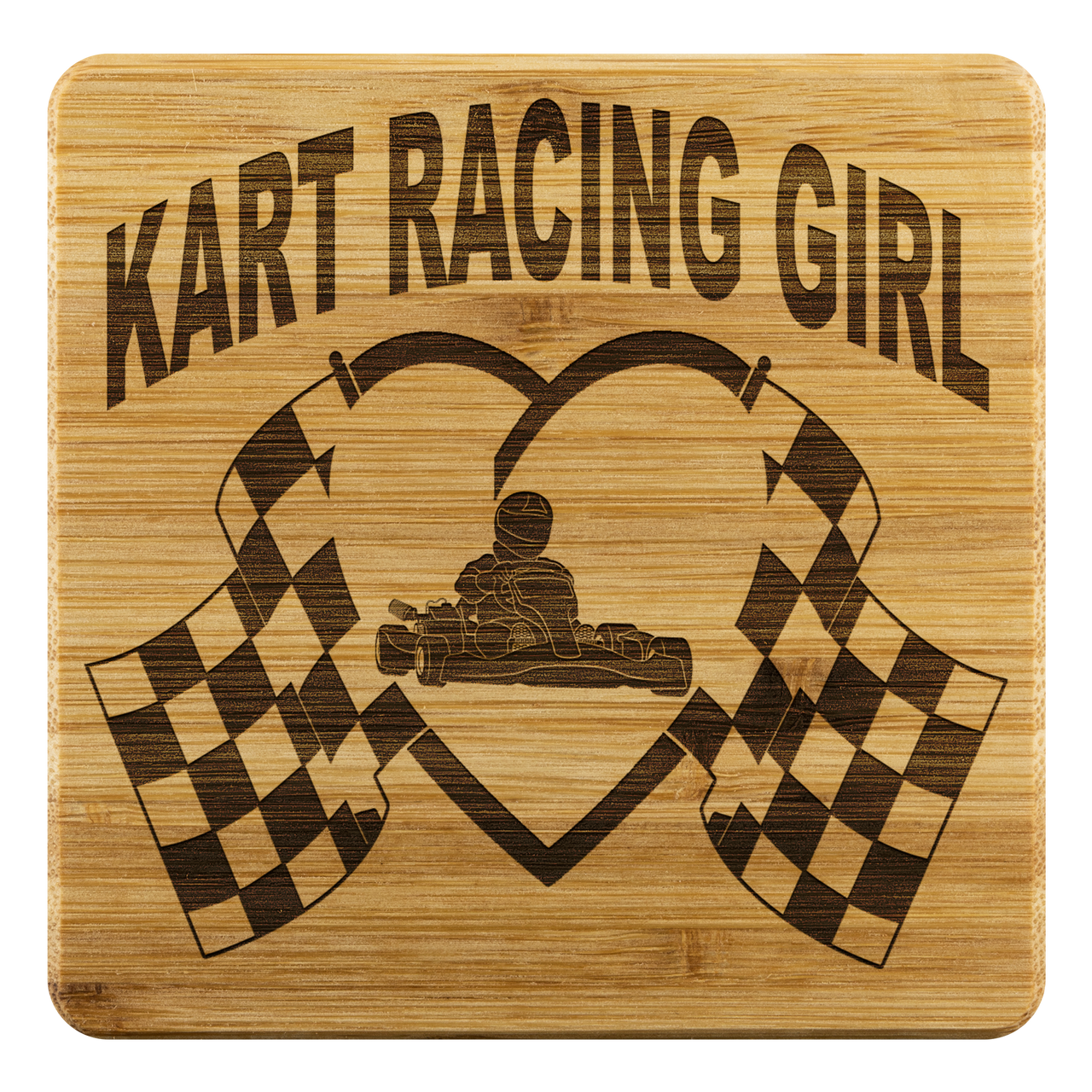 Kart Racing Girl Bamboo Coaster