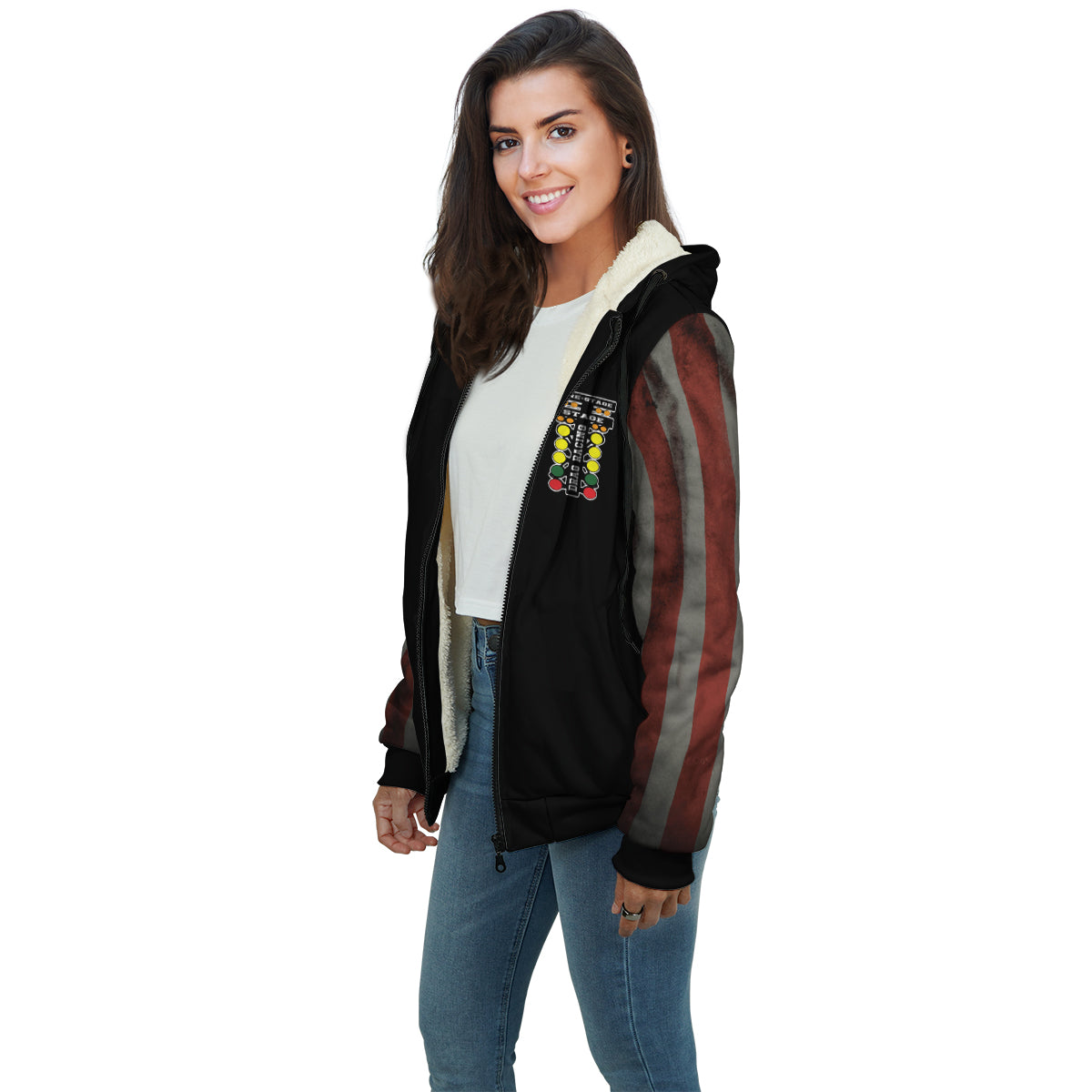 Eat, Sleep, Drag Racing USA Sherpa Jacket