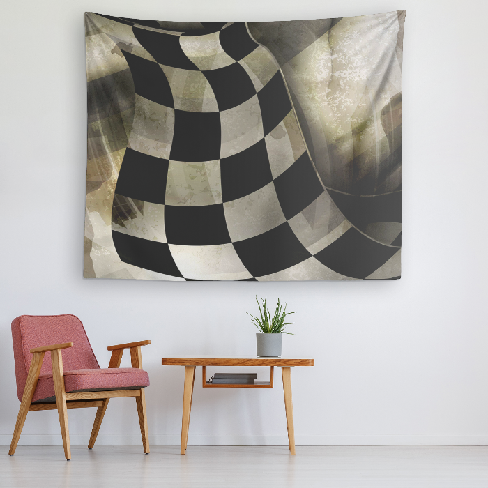 Racing Checkered Dirty Flag Tapestry