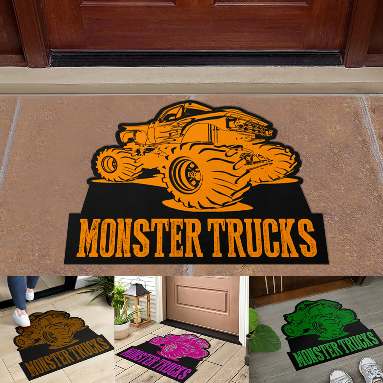 Custom Shaped Monster Trucks Door Mats