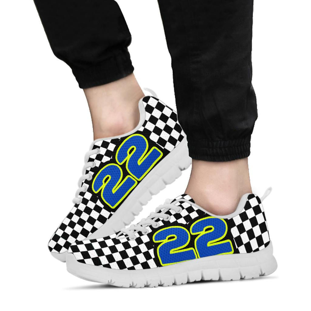 custom racing running sneakers number 22 blue