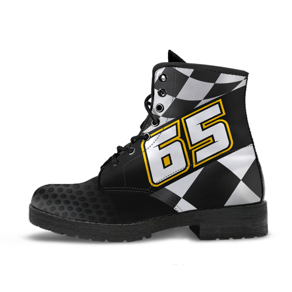 Custom Number Checkered Racing Boots