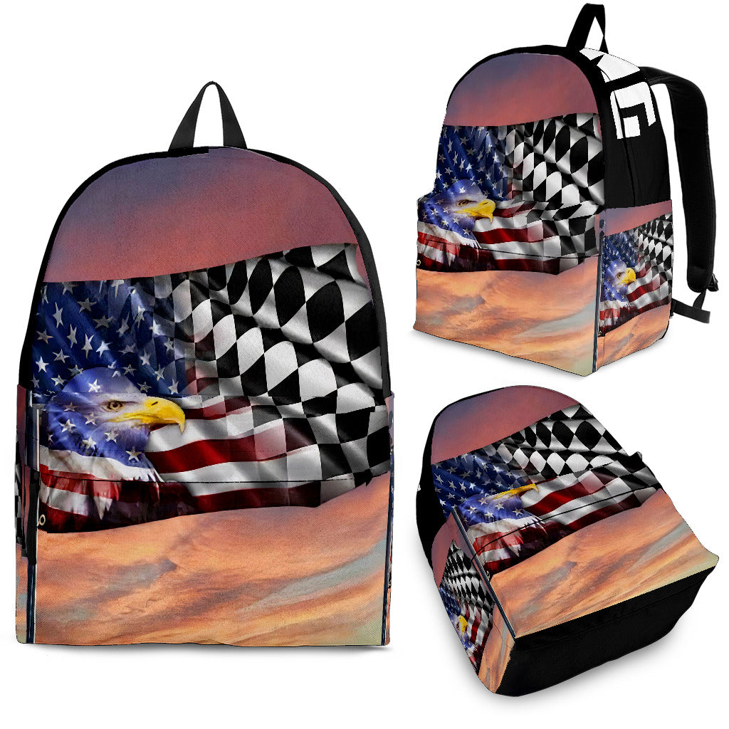 Racing Checkered USA Flag Backpack