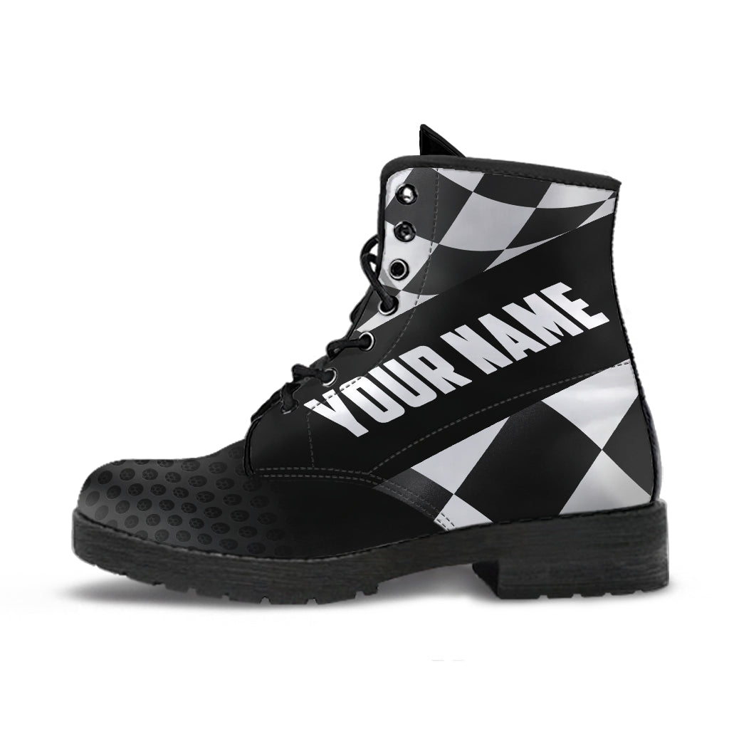 Custom Name Checkered Racing Boots