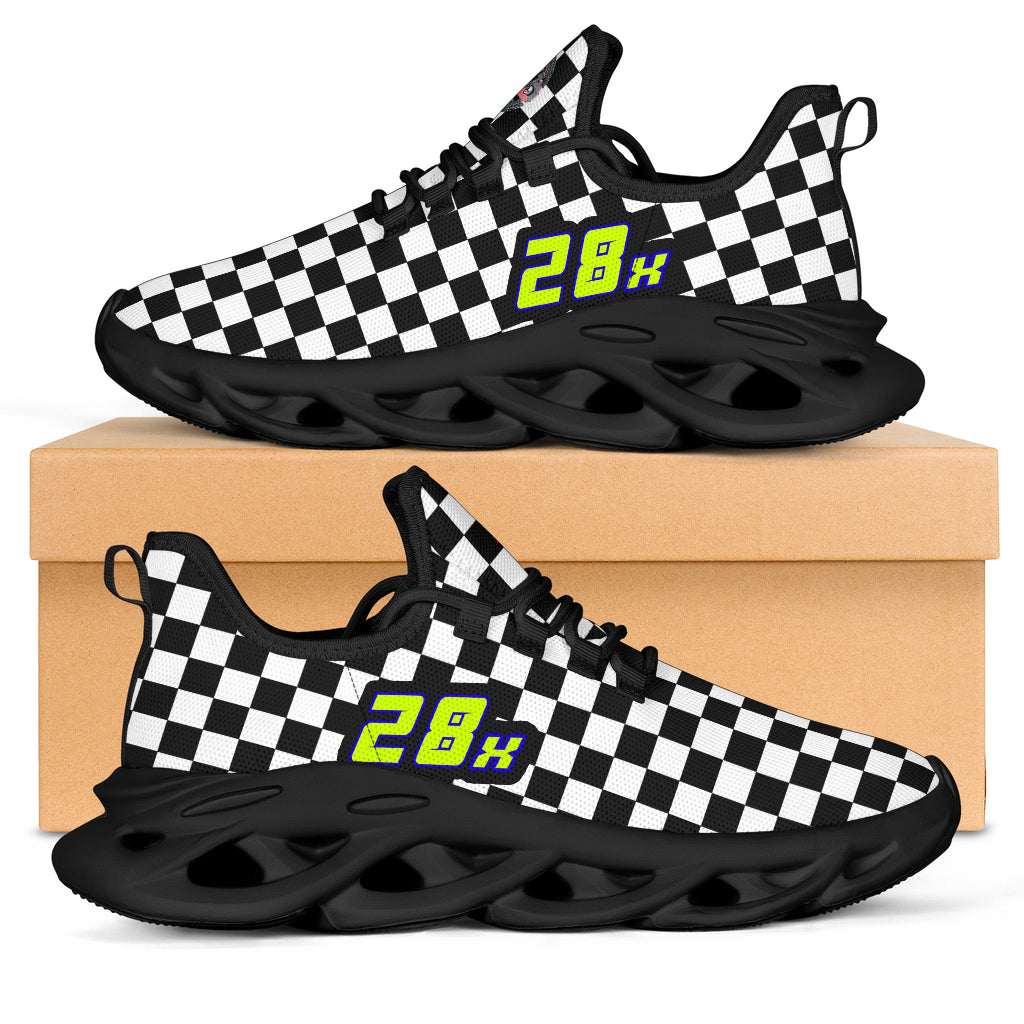 Custom Racing Checkered M-Sole Sneakers Number 33