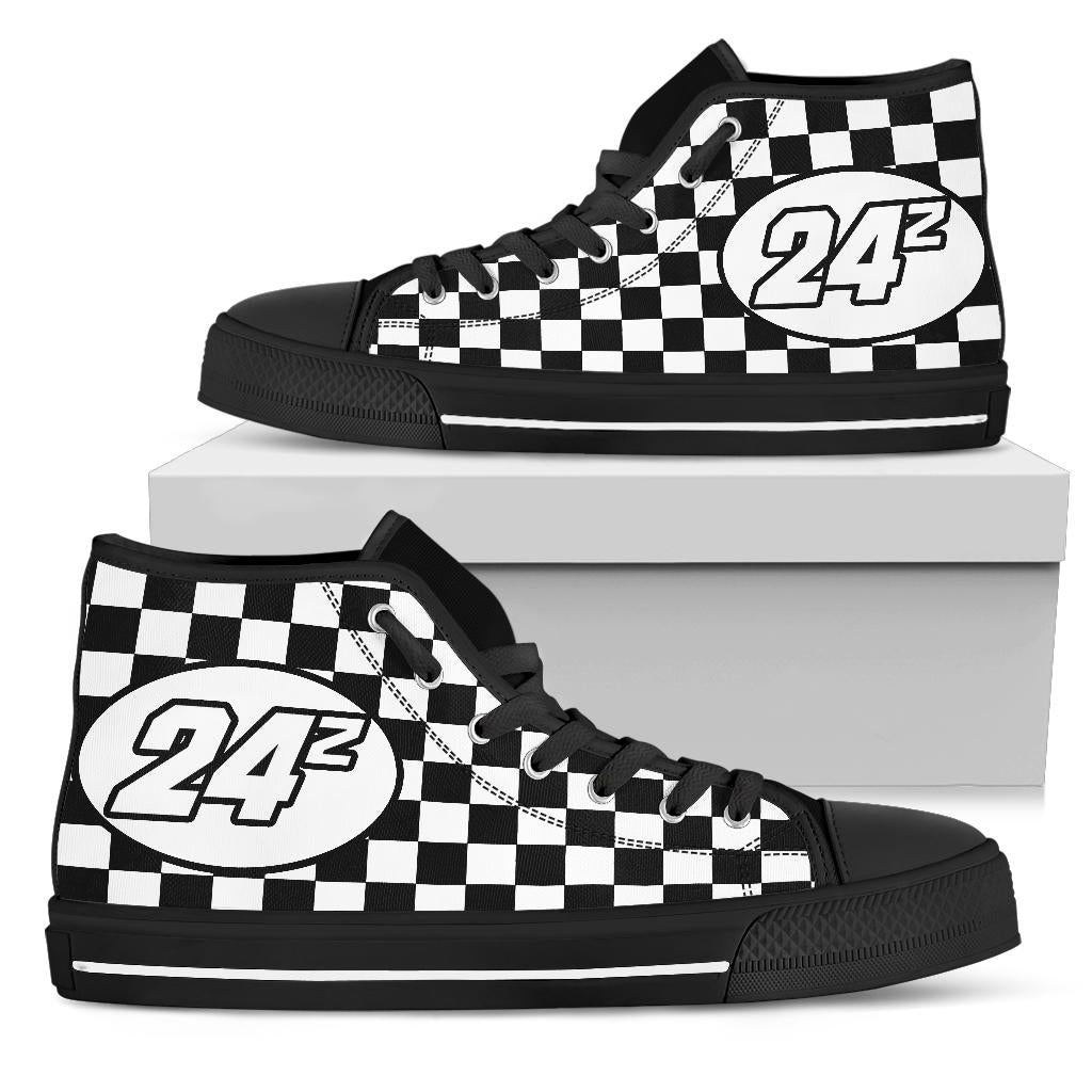 Custom Racing Checkered High Top Shoes