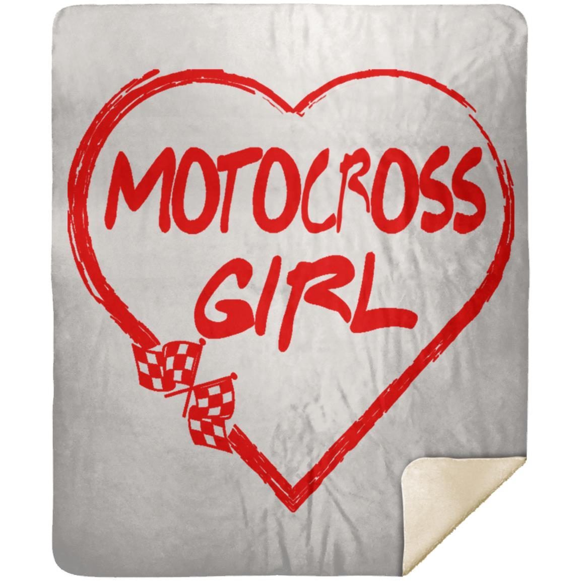 Motocross Girl Heart Premium Mink Sherpa Blanket 50x60