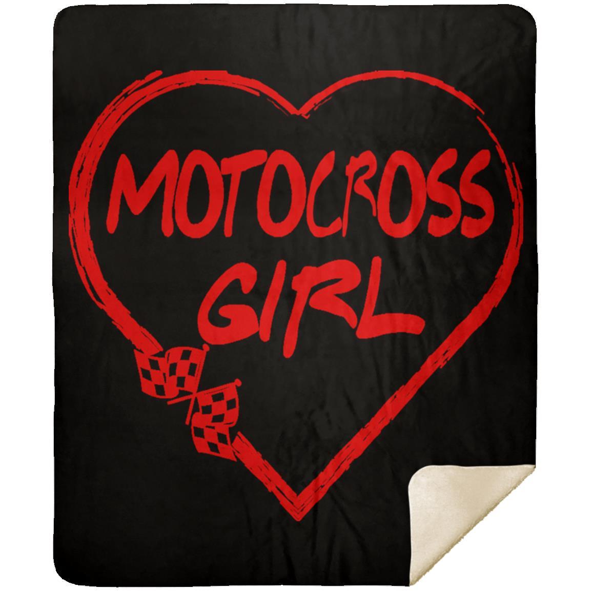 Motocross Girl Heart Premium Mink Sherpa Blanket 50x60