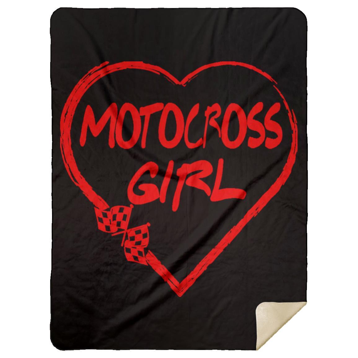 Motocross Girl Heart Premium Mink Sherpa Blanket 60x80