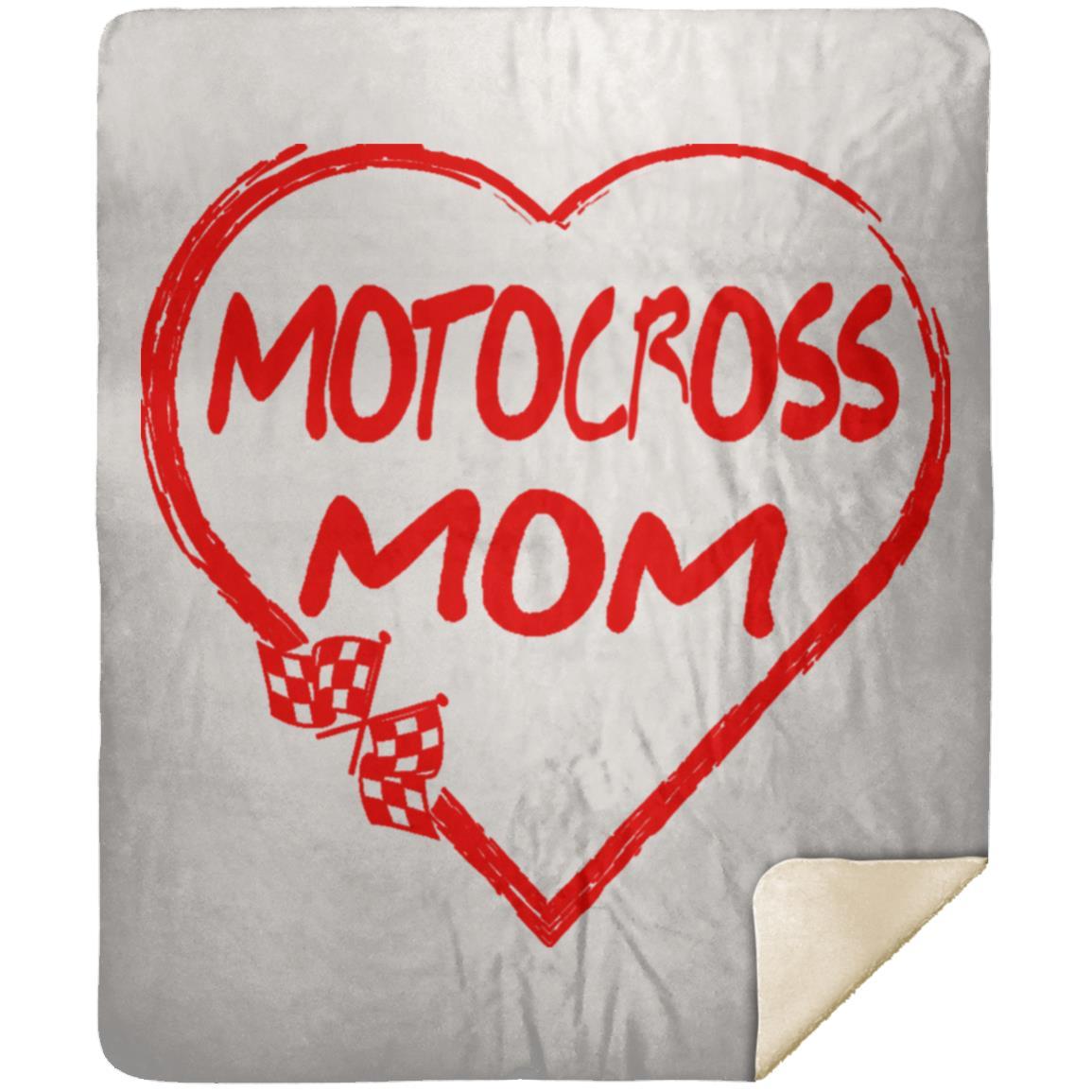 Motocross Mom Heart Premium Mink Sherpa Blanket 50x60
