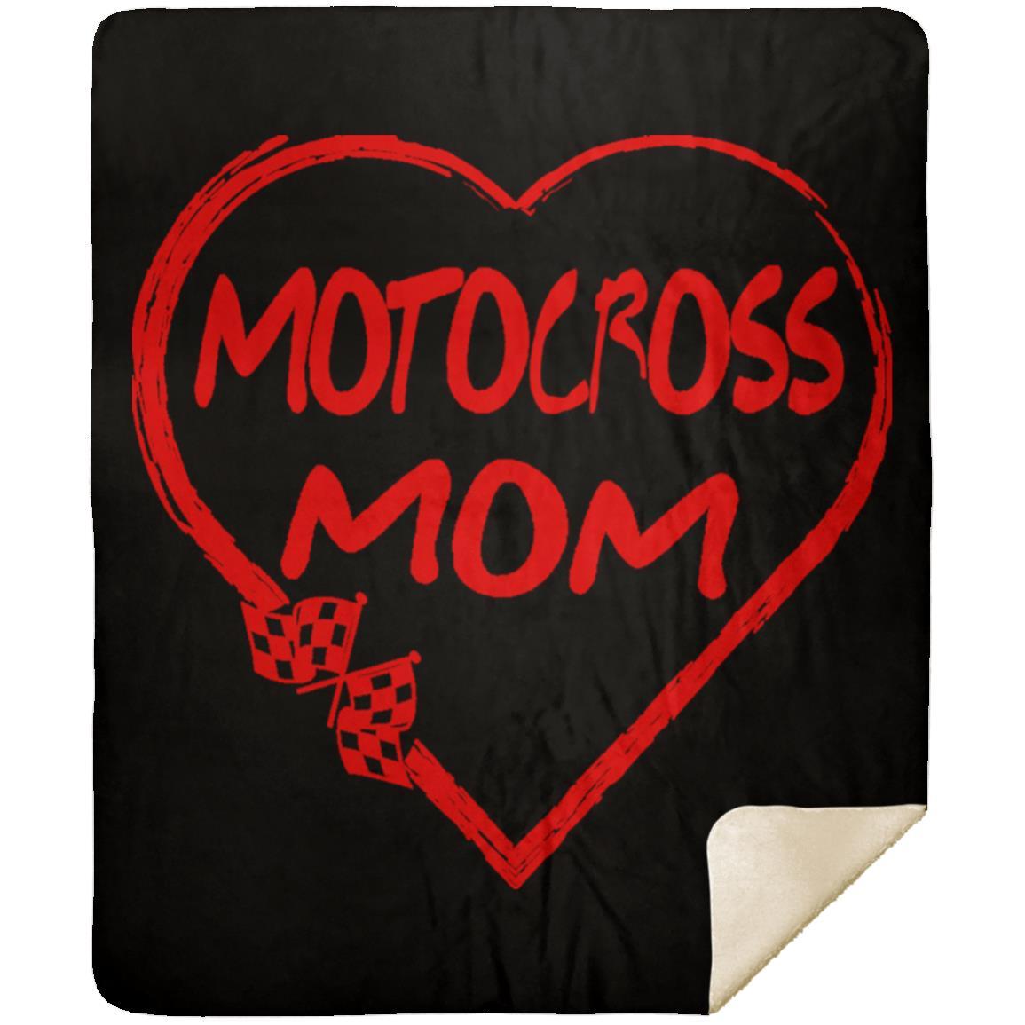 Motocross Mom Heart Premium Mink Sherpa Blanket 50x60