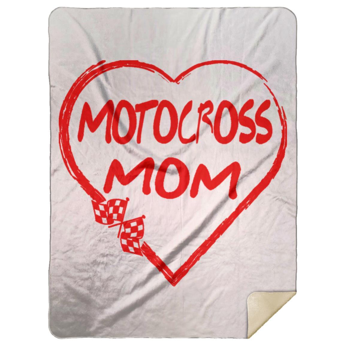 Motocross Mom Heart Premium Mink Sherpa Blanket 60x80