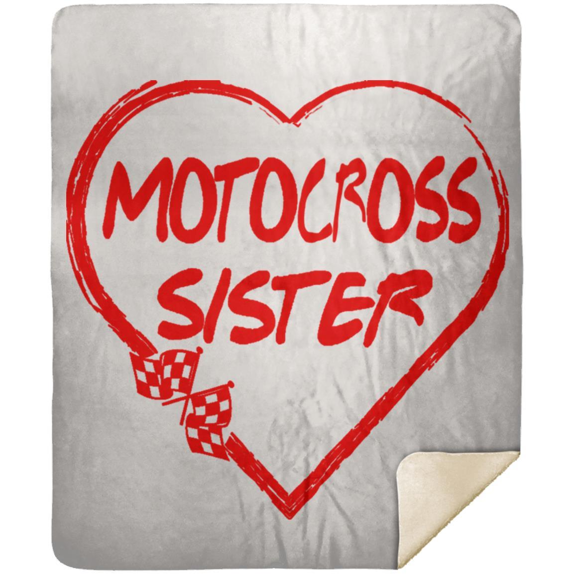Motocross Sister Heart Premium Mink Sherpa Blanket 50x60