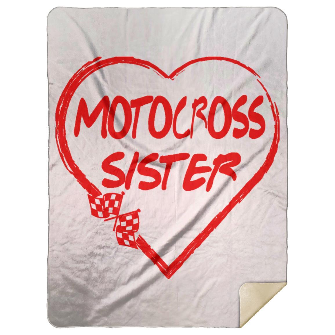 Motocross Sister Heart Premium Mink Sherpa Blanket 60x80