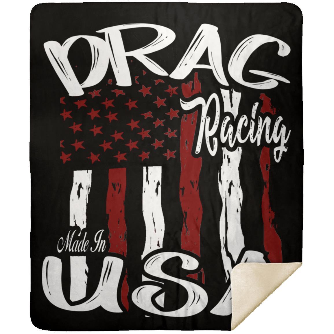 Drag Racing Made In USA Premium Mink Sherpa Blanket 50x60