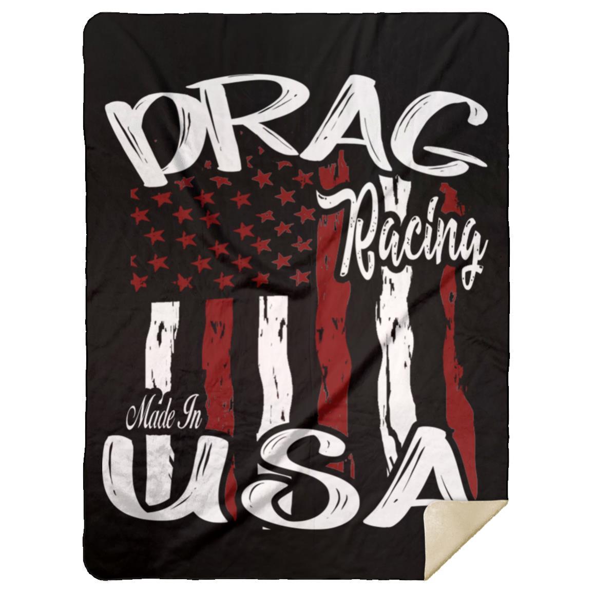 Drag Racing Made In USA Premium Mink Sherpa Blanket 60x80