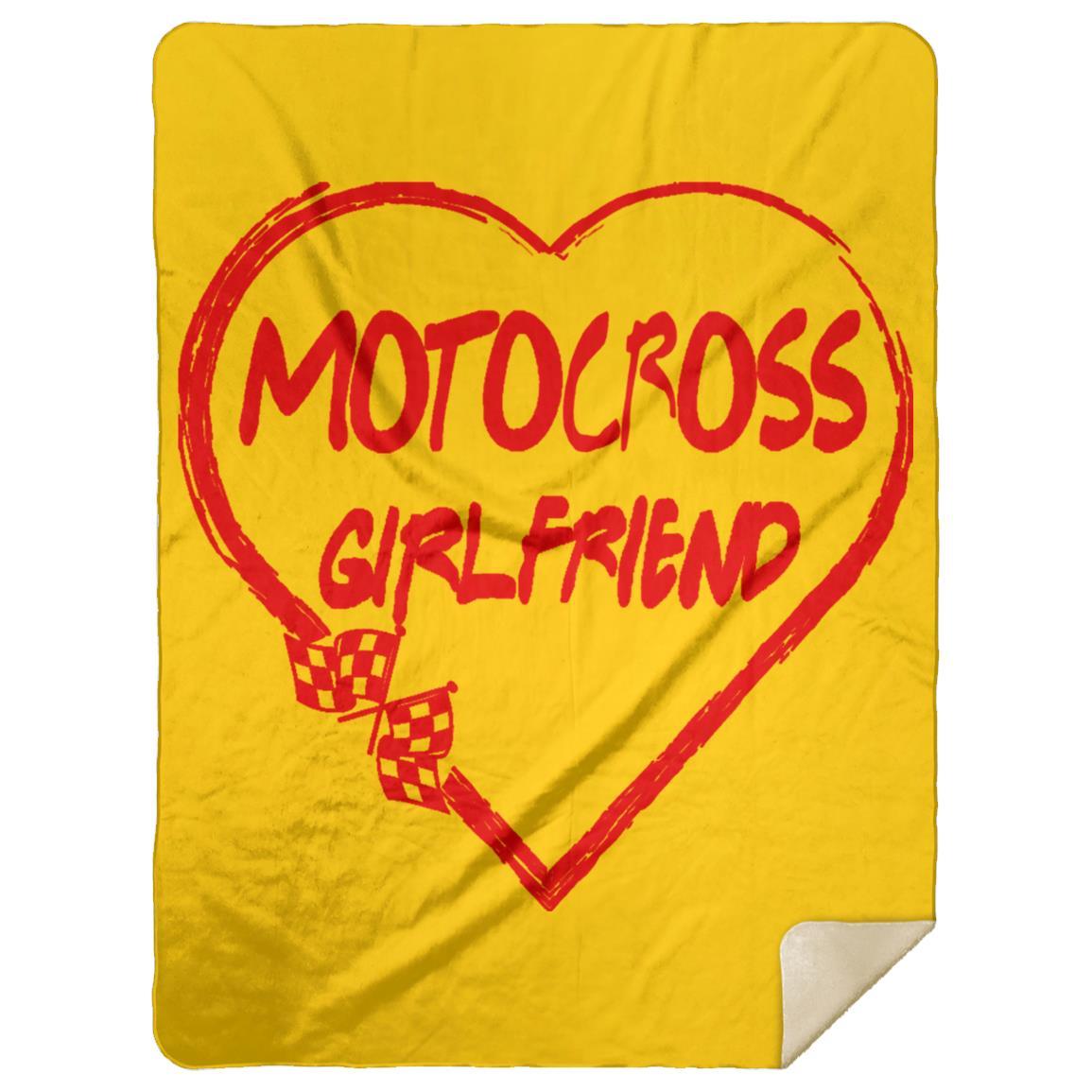 Motocross Girlfriend Heart Premium Mink Sherpa Blanket 60x80