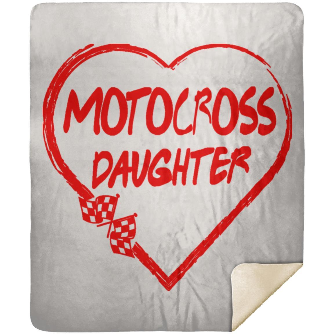 Motocross Daughter Heart Premium Mink Sherpa Blanket 50x60