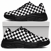 Black and white checkered sneakers on a white background