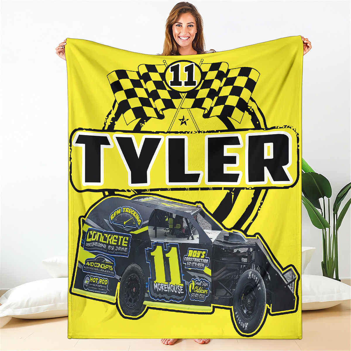 Custom Dirt Modified Photo Blanket V1 | Your Car, Your Name, Your Number | RIIMB