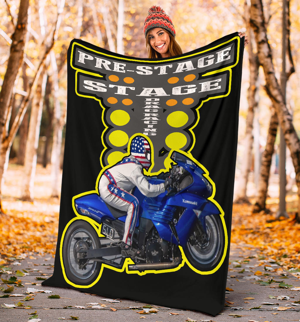 Custom Drag Racing Blanket featuring vibrant drag racing graphics on premium suede polyester with a cozy micro-fleece underside.