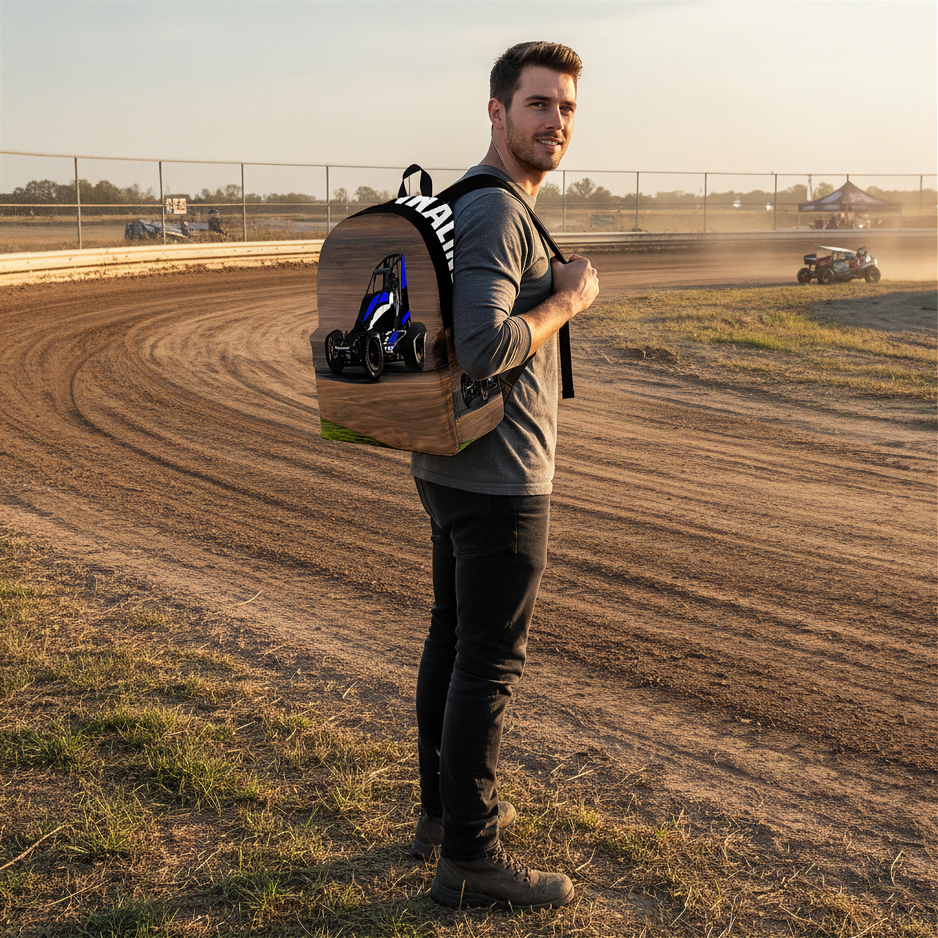 Non-Wing Sprint Car Backpack | Custom Dirt Track Racing Bag | RIIMB Backpack - Black