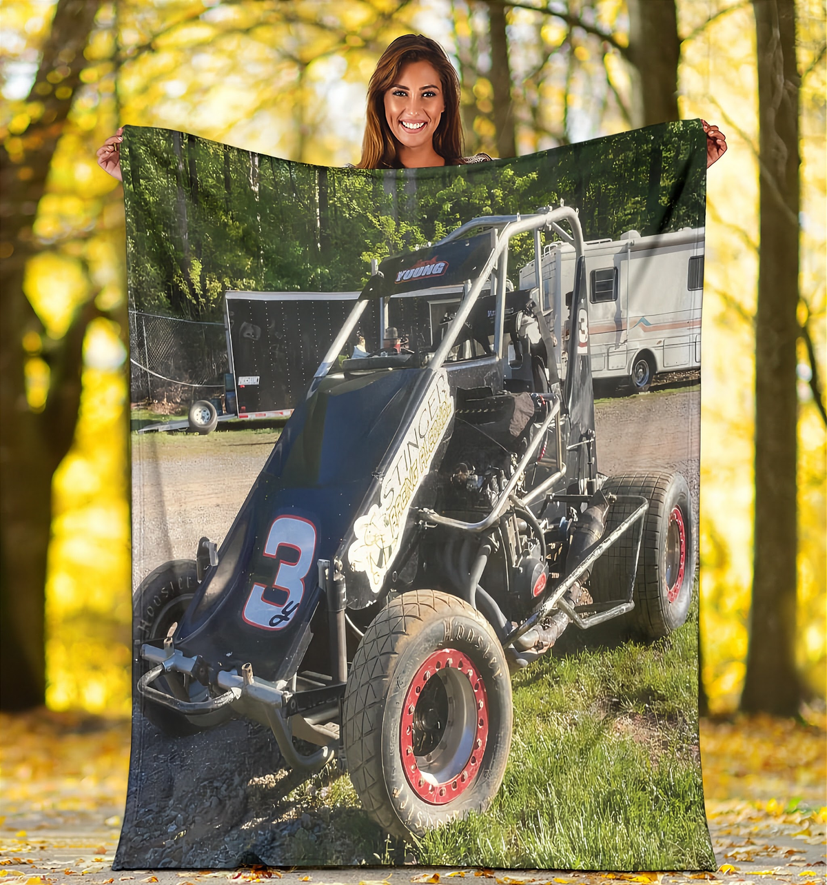 Custom Non-Wing Sprint Car Photo Blanket | Upload Your Racing Photo | RIIMB