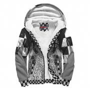 custom sherpa hoodie with on a dirt track